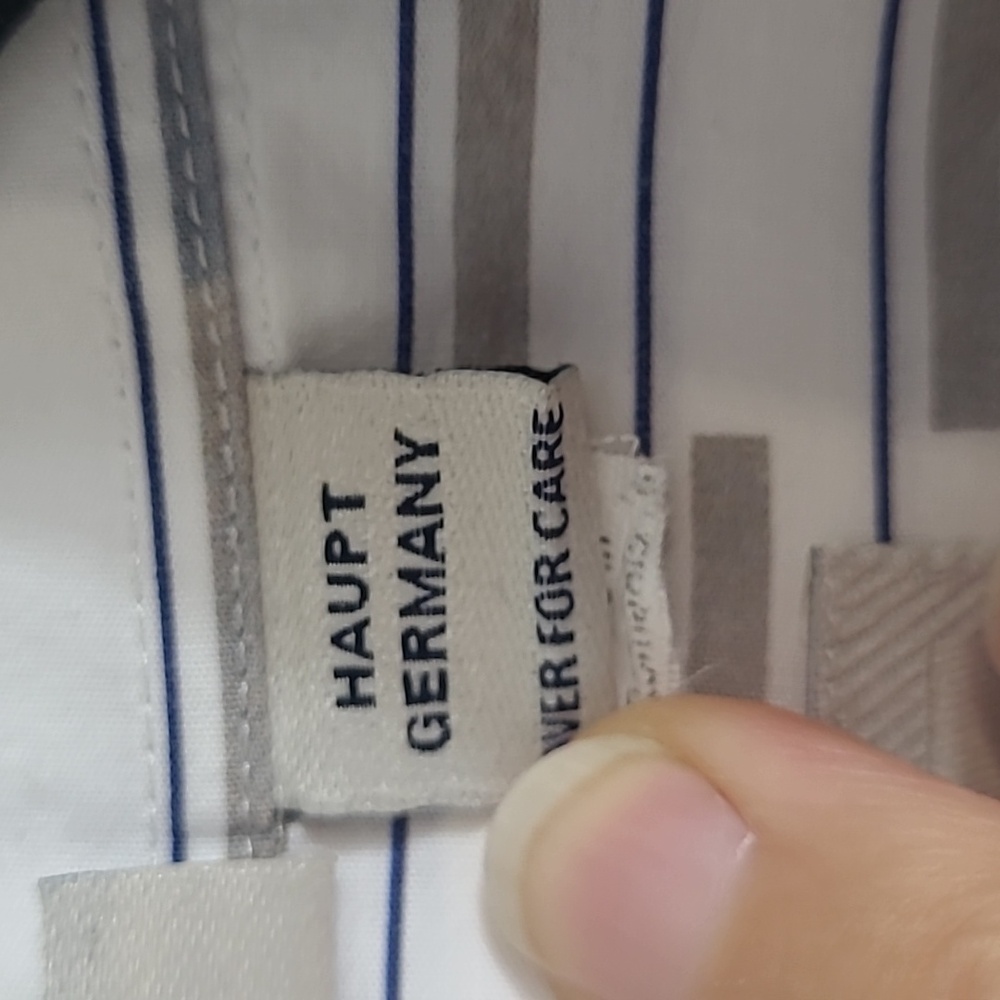 Haupt Men's White and Blue Striped Shirt Size M 39/40. 15.5 - Picture 4 of 8